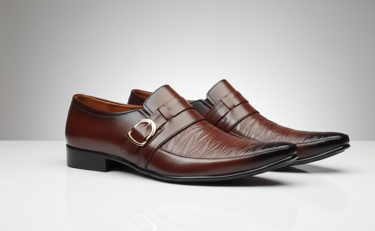 AZK Elegant Brown Buckle Formal Shoes for Men
